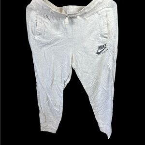 Nike Kids Light Heather Gray Joggers with Black Logo